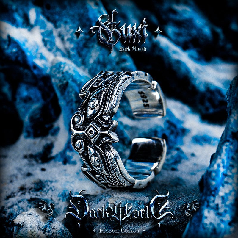 Devourer Beast Open Band Sterling Silver Ring — view 1