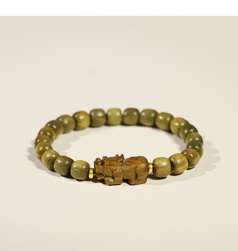 Pixiu Bracelet in Green Sandalwood – Spiritual Protection Jewelry - view 6