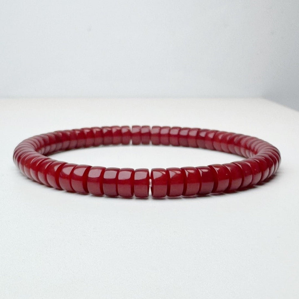Tibetan Red Gold Bodhi Root Bracelet | Hand-Cut Vermilion - view 2