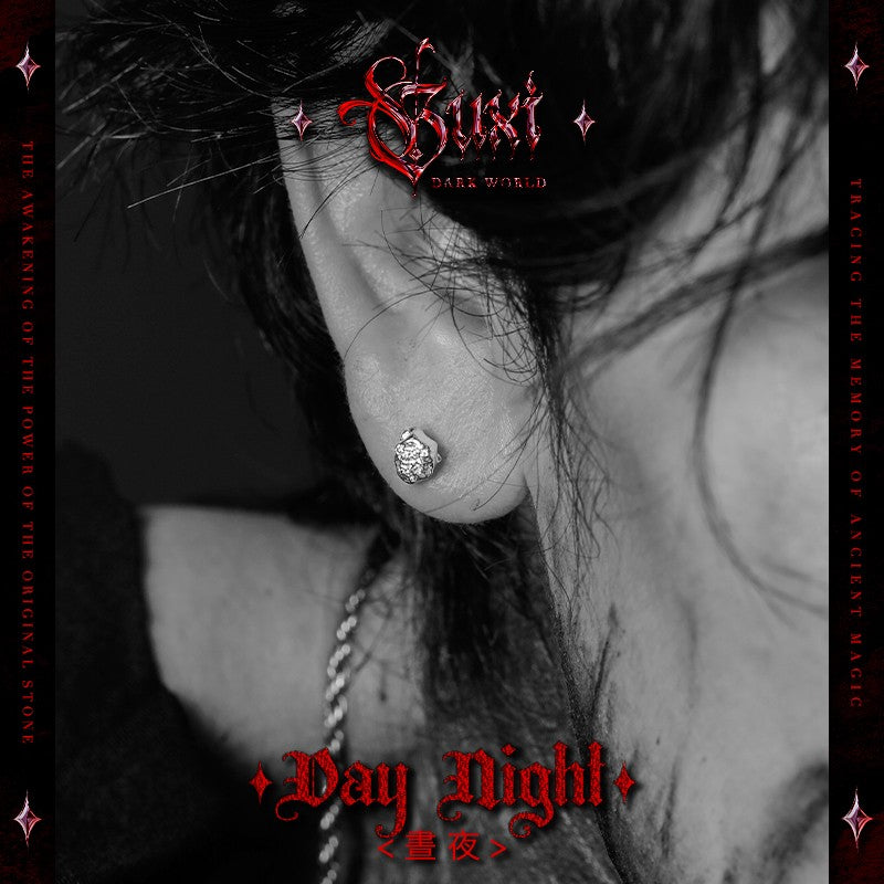 Day & Night Asymmetrical 925 Silver Stud Earrings — view 2