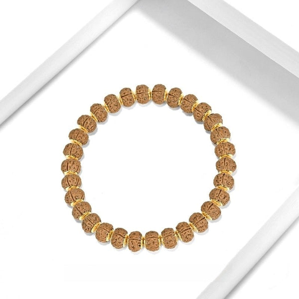Golden Shield Vajra Rosary | 9mm Old Tree King Vajra Bracelet