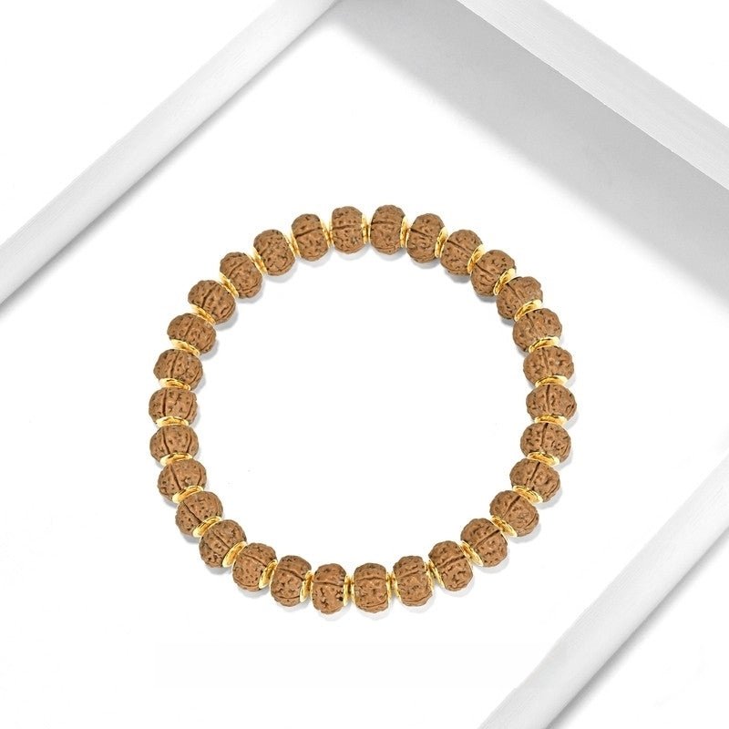 "Golden Shield Vajra" Old Tree King Vajra Rosary Bracelet - 9mm five - petal seed alloy inlay, providing unbreakable protection and strength - Buddhabelief