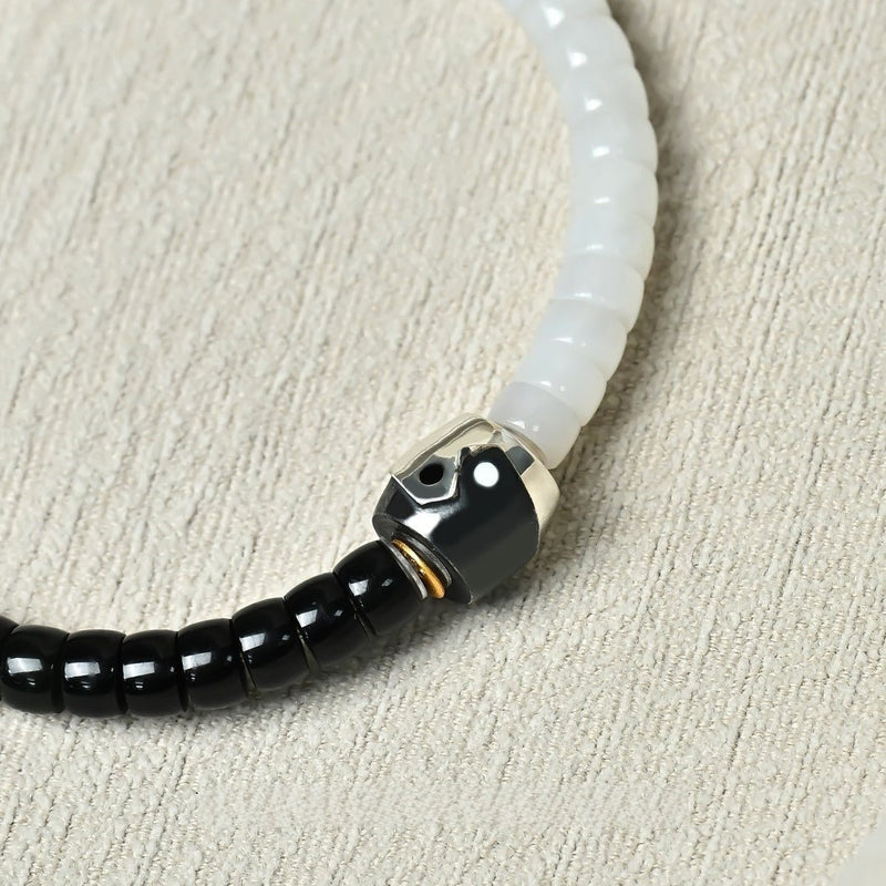 Future Dao Series: Cyber Tai Chi Bracelet - 6mm Hetian Jade Medicine Disc Beads - Neo - Spiritual Talisman for Digital Age Balance - Buddhabelief