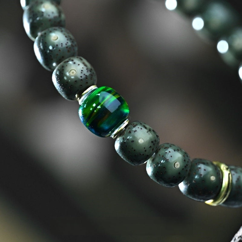 'Green Fairyland' Star Moon Bodhi Bracelet - Adorned with Imperial Green Jadeite - Enchanted Talisman for Growth & Serenity - Buddhabelief