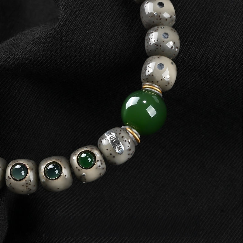 "Azure Void & Black Tortoise" Star Moon Bodhi Bracelet - Waxy Ice Shimmering Moon & Starry Sky Inlaid Masterpiece - Buddhabelief