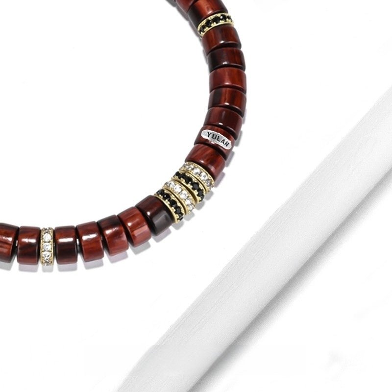 'Flaming Mountain' Bracelet - 7mm Old Stock Medicine Disc Beads with Multi - Colored Diamond Accents - Energized Talisman for Passion & Vitality - Buddhabelief