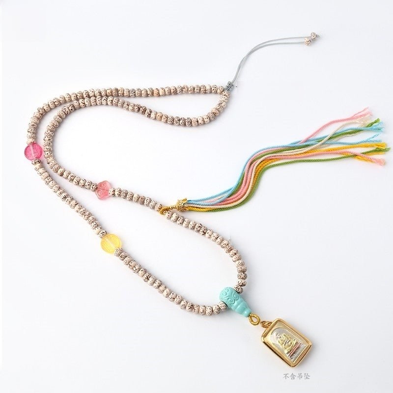 Handcrafted Star & Moon Bodhi Tassel Adjustable Necklace – Tibetan Thangka Accessory - Buddhabelief