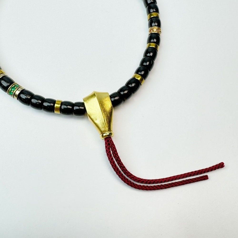Black Gold Coconut Shell Mala – 5.4mm Handheld Prayer Beads - view 2