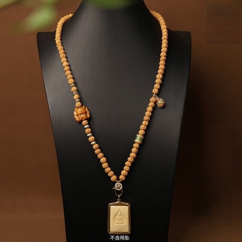 Handcrafted Rudraksha Buddhist Pendant Chain | Nine - Tailed Fox Braided Quick - Release Rope for Thangka & Amulet - Buddhabelief