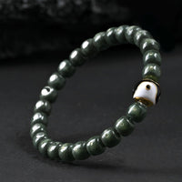 'Bagua Tai Chi Mysterious Pivot' Bracelet - Featuring Imperial Green Jadeite - Supreme Taoist Talisman for Harmony & Protection - Buddhabelief