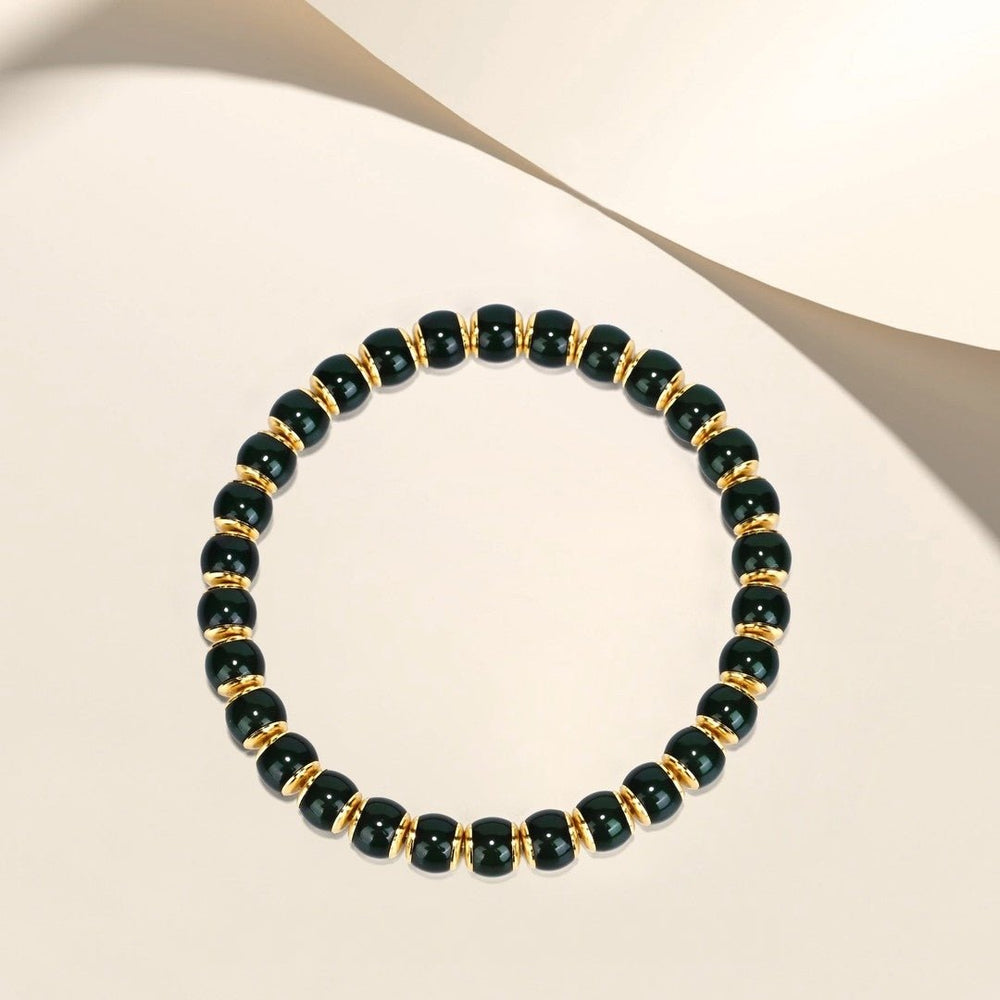 Golden Shield Celestial Pivot Mala | Ice-Dyed Bodhi Seed Bracelet - view 2