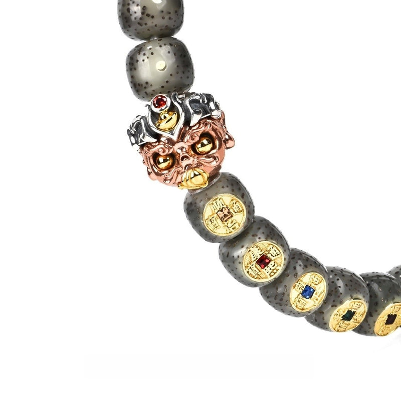 Guan Yu "Crimson Star · Martial Wealth Command" Spiritual Bracelet - Moon Star Bodhi with Premium Ice - Inlay Accents - Monk - Blessed Mala for Righteous Victory & Business Success - Buddhabelief