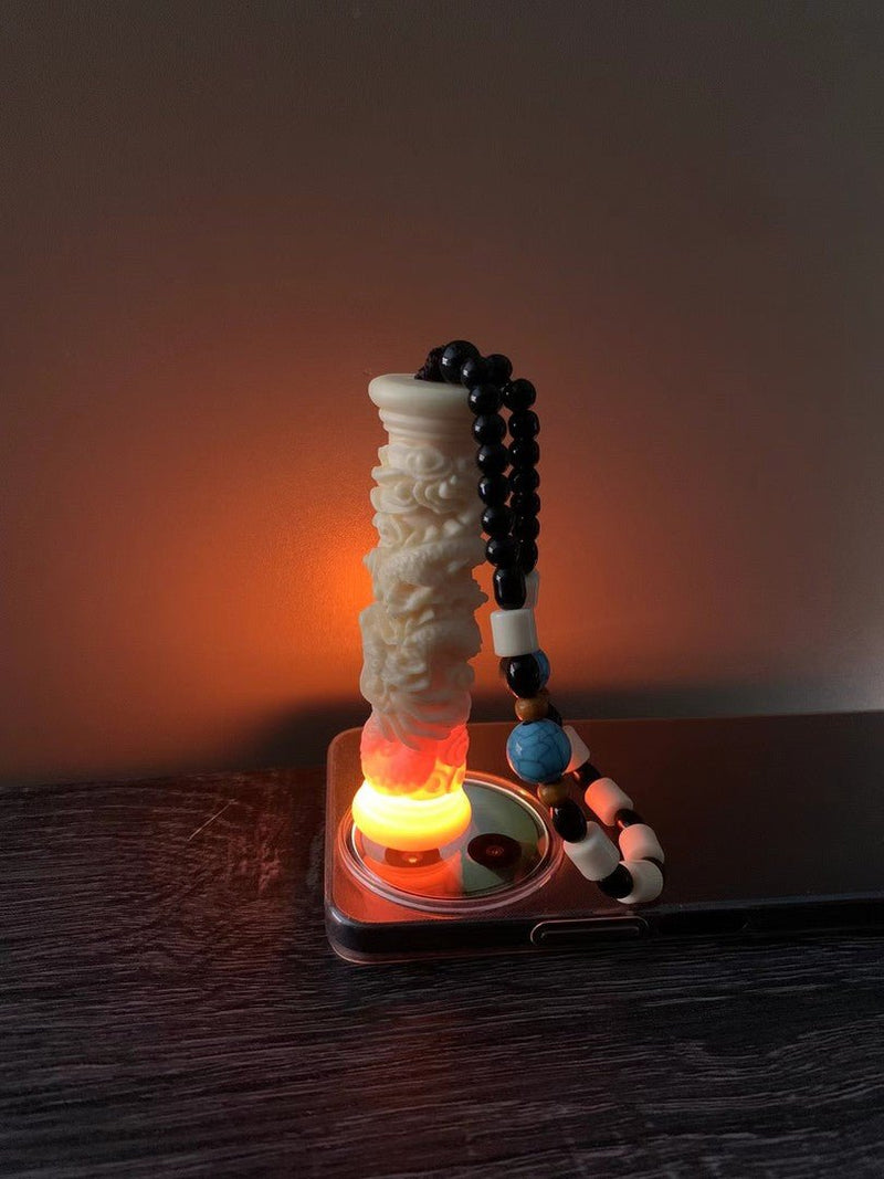 Coiling Dragon Pillar Ivory Nut Pendant - Handheld Bodhi Meditation Artifact - Buddhabelief