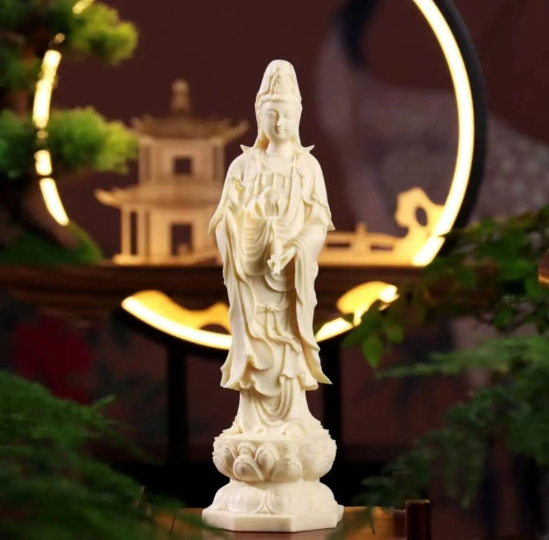 Guardian Deity Bodhi Ivory Nut Carving – Handcrafted Vegetable Ivory Art for Spiritual Protection & Collection - Buddhabelief