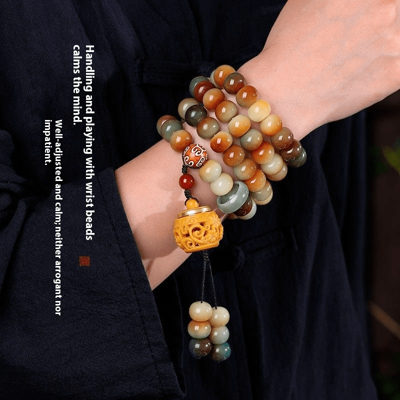 Dunhuang - style 108 - bead bodhi rosary | Handmade multi - loop lotus sachet - Buddhabelief