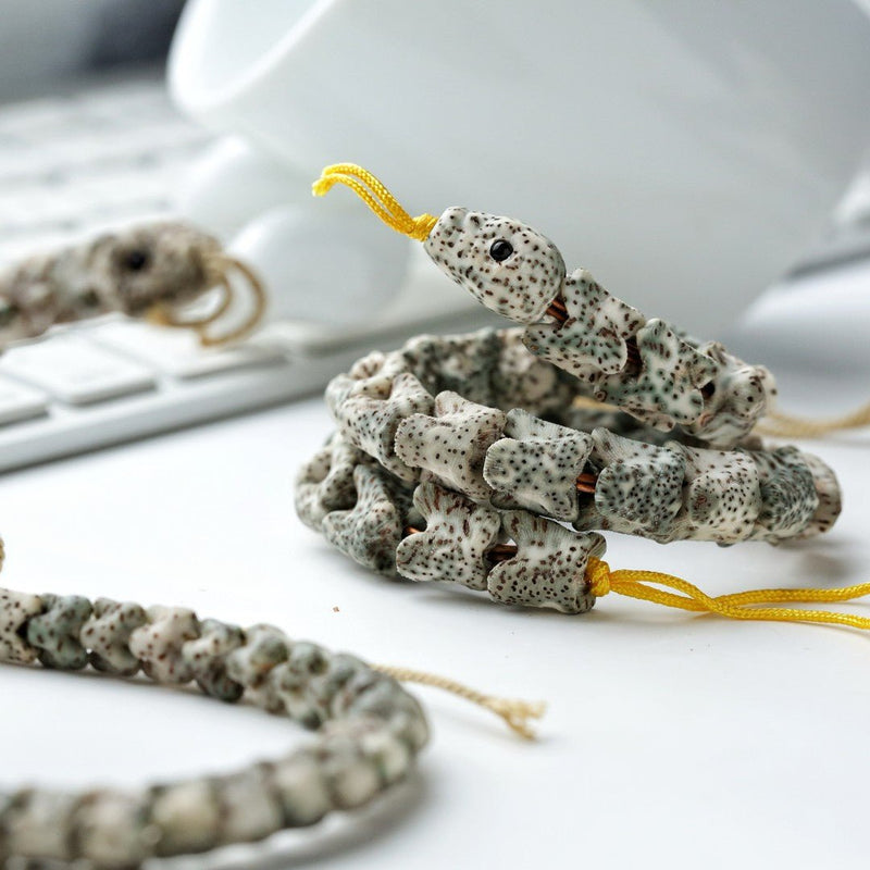 Snake - Bone Moon Star Bodhi Bracelet – High - End Exclusive Handcrafted for Protection & Spiritual Growth - Buddhabelief