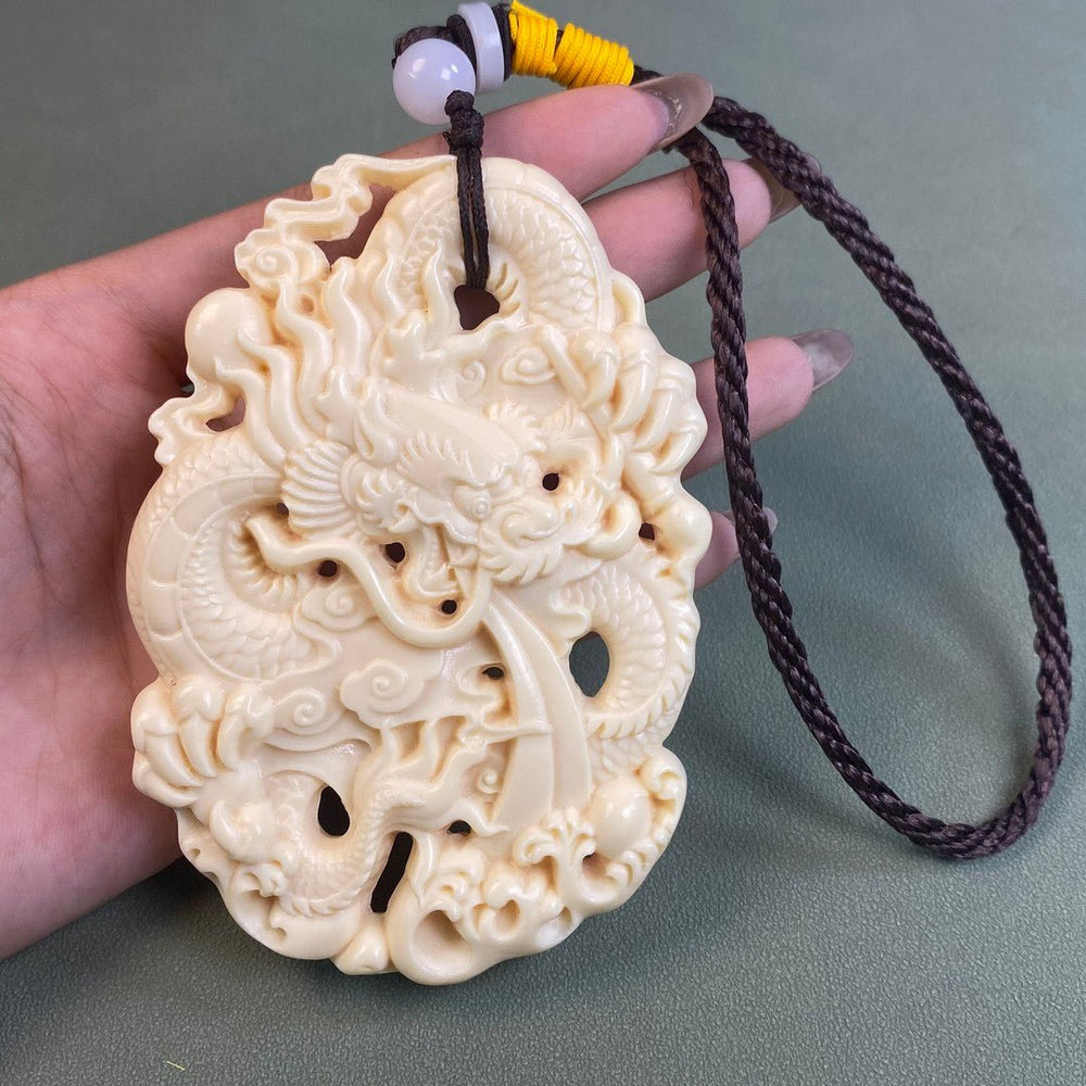 Hand-Carved Tagua Nut Dragon Amulet – Chinese Zodiac Art - view 2