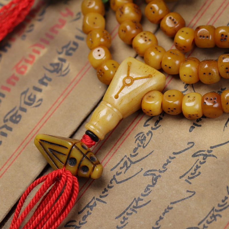 Tibetan Yak Bone Dice Beads 108 Prayer Mala – Handcrafted Himalayan Rosary for Meditation, Protection & Collection - Buddhabelief