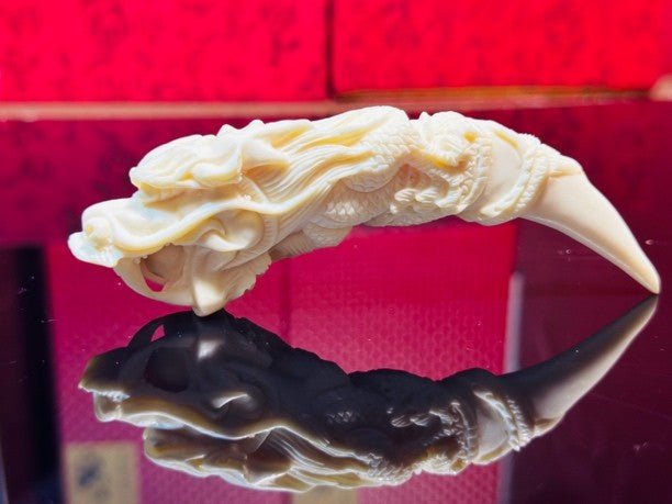 "Dragon Peak Langya" Imperial Dragon Carving - Collectible Ivory Nut Sculpture - Museum - Quality Hand - Carved Art Piece with Monk - Blessed Spiritual Essence - Buddhabelief