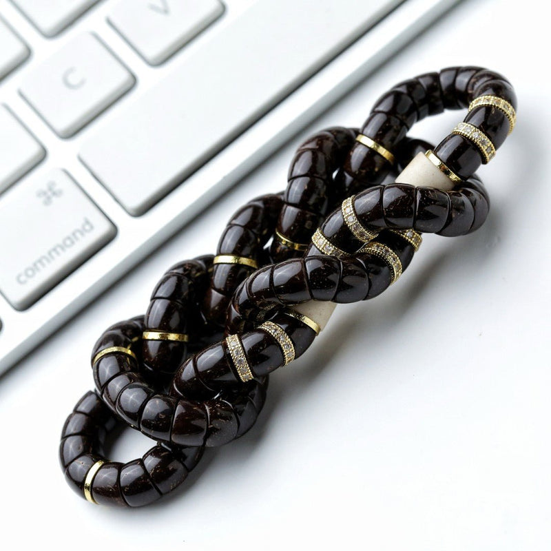Black gold coconut bead bracelet - hand - polished to retain the antique charm - Buddhabelief