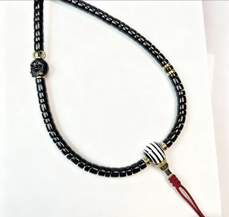 Tibetan 108 - Bead Coconut Tree Bead Bracelet | Handcrafted "Unequal Length" Two - Tone Design - Buddhabelief