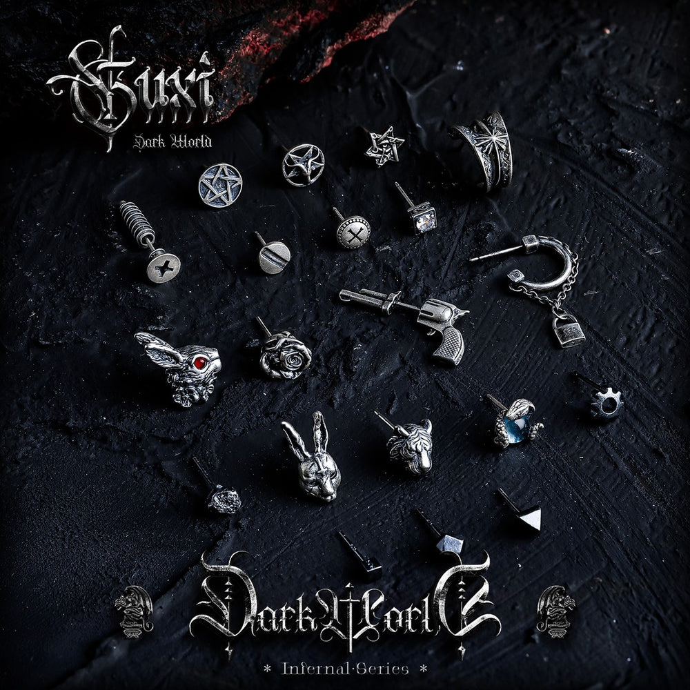 Primeval Gothic 925 Silver Stud Earrings — view 2