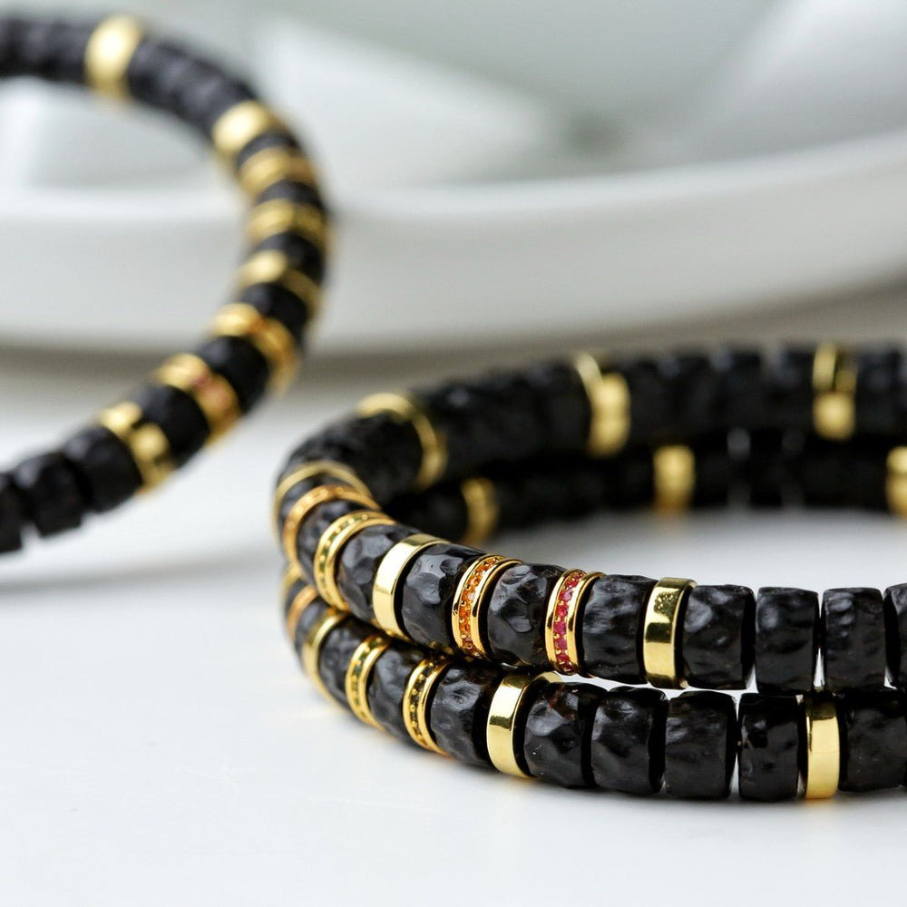 Black Gold Coconut Bracelet | Chaos Mountain 7mm Beads - view 2