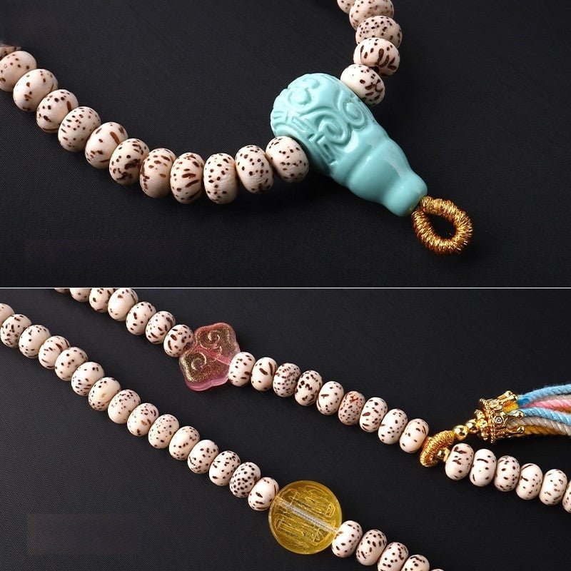 Handcrafted Star & Moon Bodhi Tassel Adjustable Necklace – Tibetan Thangka Accessory - Buddhabelief