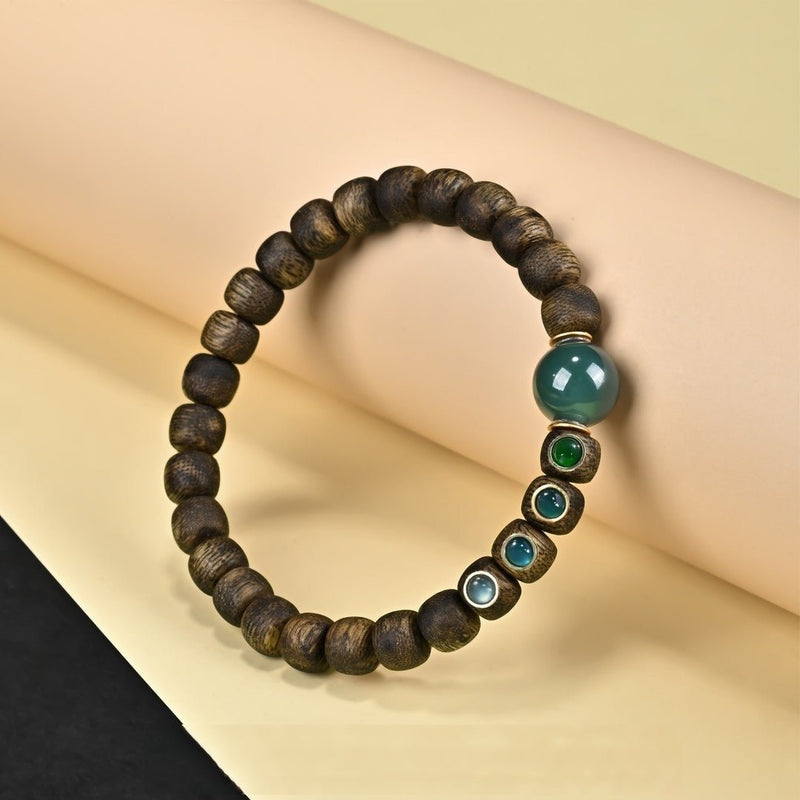 Jade and Agarwood Bracelet - Agarwood Grade 8mm Beads - Emits a Divine Aroma to Attract Wealth and Enhance Spirituality - Buddhabelief