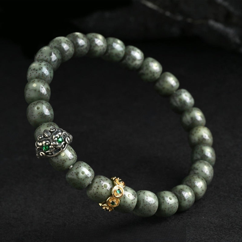 'Qilin Gathering Wealth from Eight Directions' Bracelet - Adorned with Imperial Green Jadeite - Auspicious Talisman for Prosperity & Protection - Buddhabelief