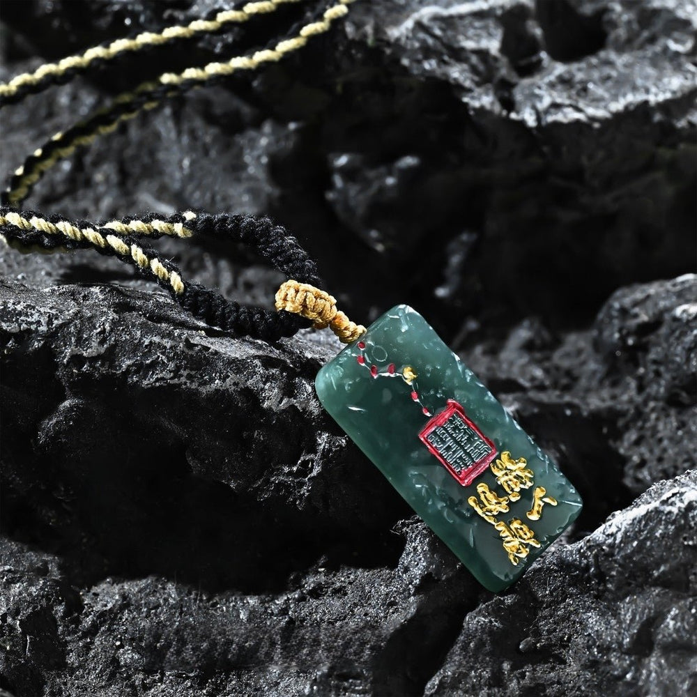 Mysterious Jade & Big Dipper Pendant – Taoist Jade for Wealth & Blessing - view 3