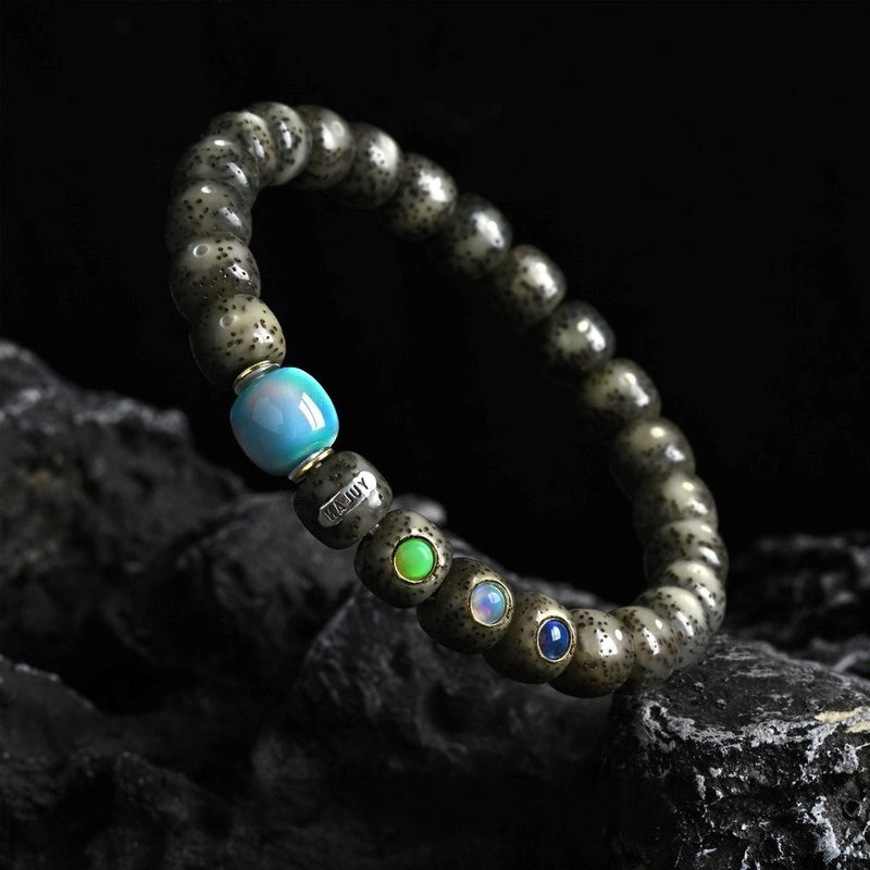 Summer Lime Crystal & Waxy Ice Star Moon Mala - Refreshing Spiritual Bracelet - Buddhabelief