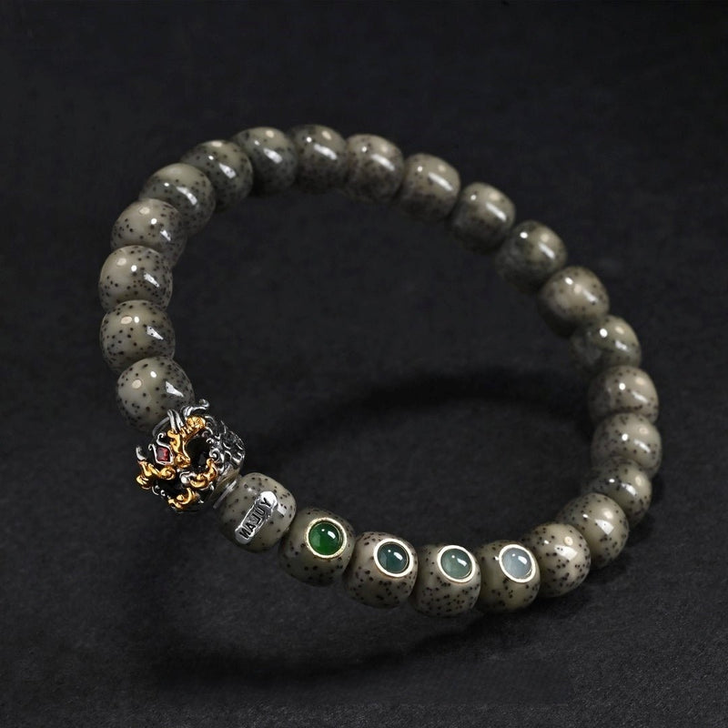 Waxy Ice Star Moon Bracelet - Dragon Child Accent Full Set Mala - Buddhabelief