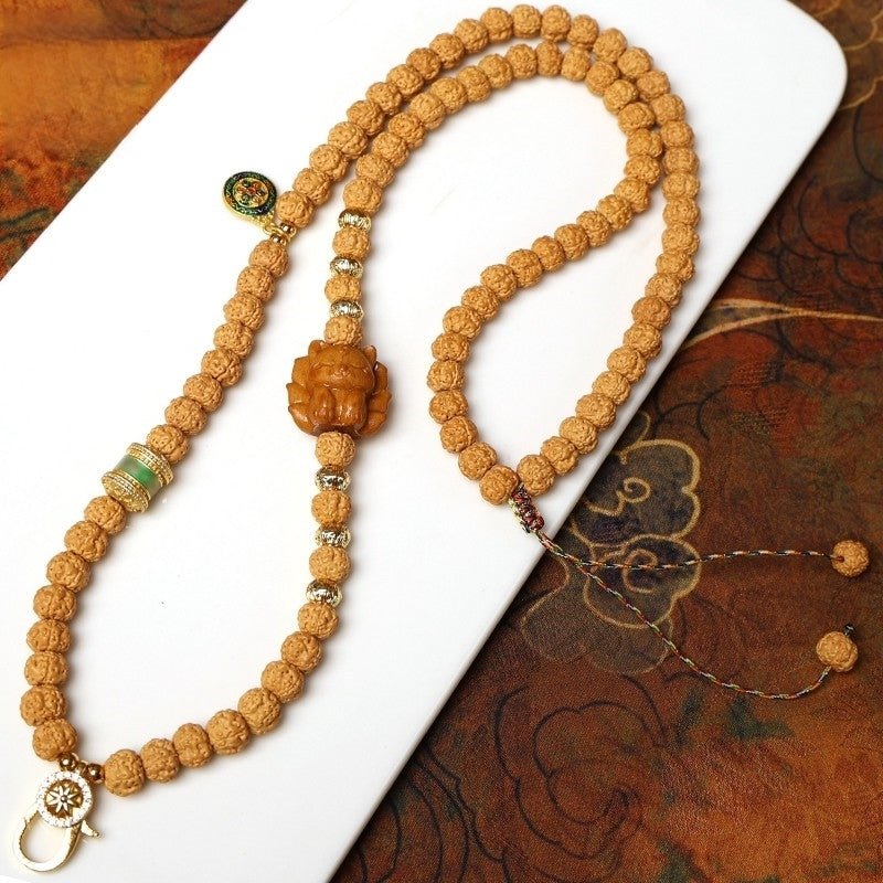 Handcrafted Rudraksha Buddhist Pendant Chain | Nine - Tailed Fox Braided Quick - Release Rope for Thangka & Amulet - Buddhabelief