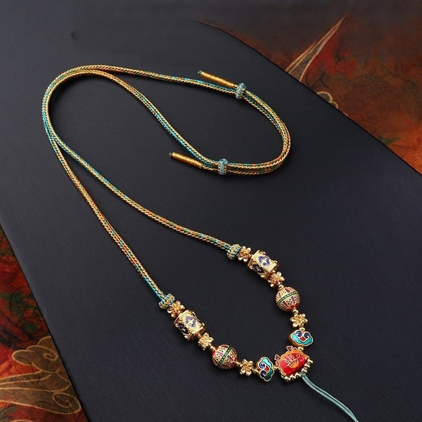 Tibetan Eight-Strand Enamel Rope – Handcrafted for Thangka & Amulets