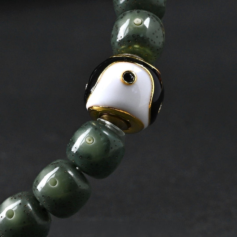 'Bagua Tai Chi Mysterious Pivot' Bracelet - Featuring Imperial Green Jadeite - Supreme Taoist Talisman for Harmony & Protection - Buddhabelief