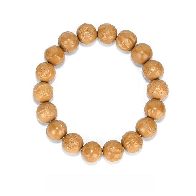 Multi-Treasure Monkey Head Nut Bracelet - 12-14mm Single Loop Collector Mala - view 3