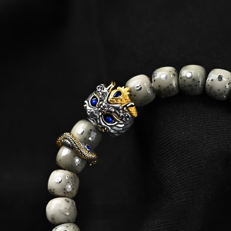 "Azure Void & Black Tortoise" Star Moon Bodhi Bracelet - Waxy Ice Shimmering Moon & Starry Sky Inlaid Masterpiece - Buddhabelief