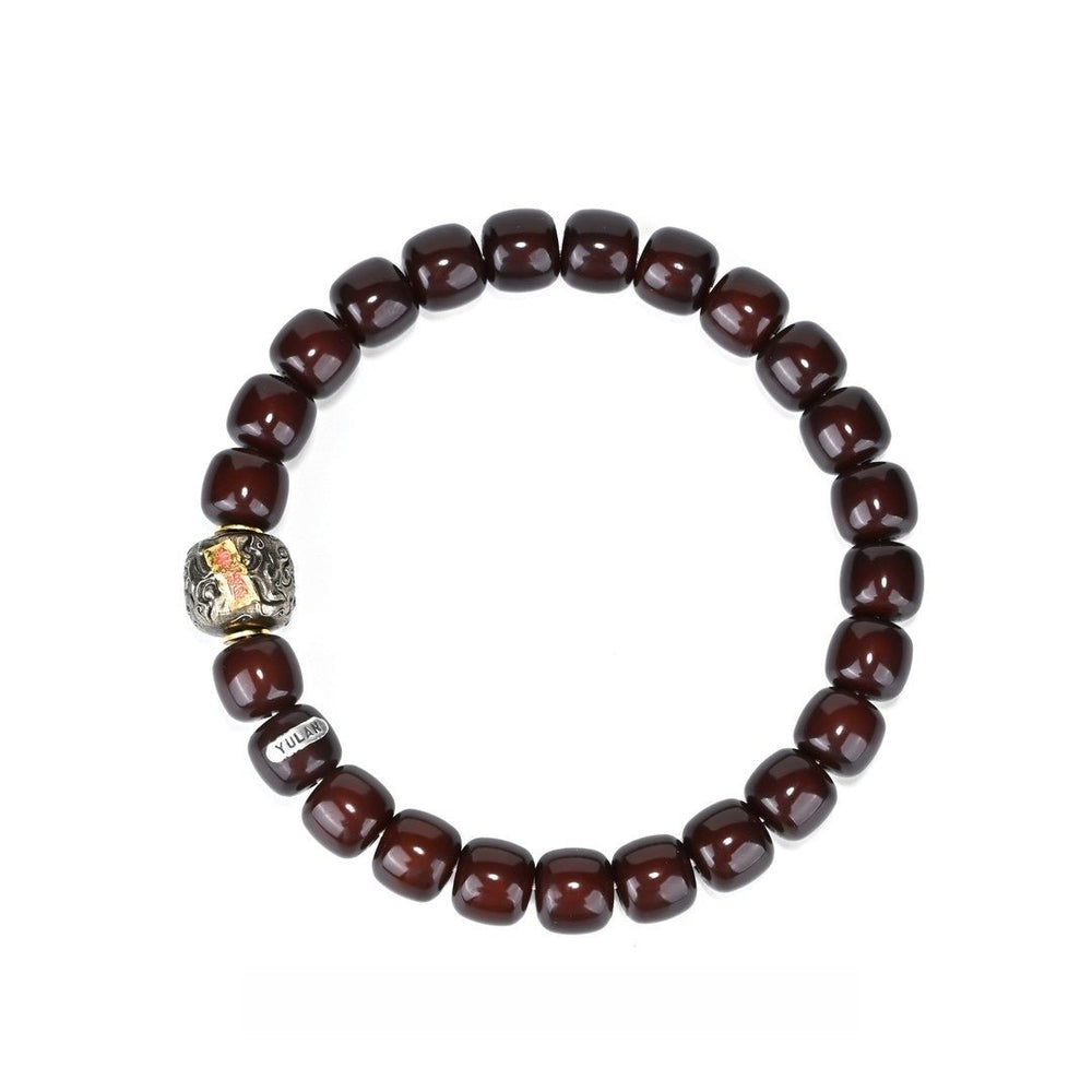 Crimson Emperor Flow Beads Mala | Black-Red Bodhi Root Bracelet - view 3