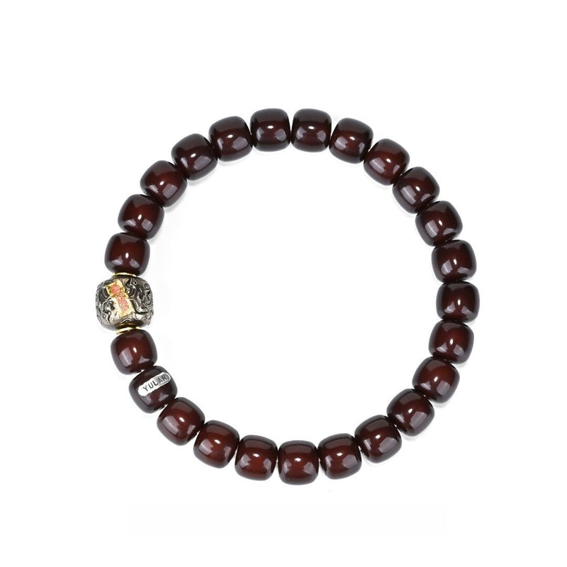 "Crimson Emperor Flow Beads" Taoist Mala - Black - Red Offered Bodhi Root Bracelet - Monk - Blessed Spiritual Protection for Obstacle Removal & Negative Energy Clearing - Buddhabelief