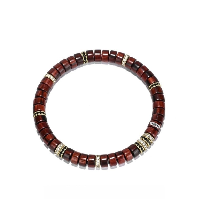'Flaming Mountain' Bracelet - 7mm Old Stock Medicine Disc Beads with Multi - Colored Diamond Accents - Energized Talisman for Passion & Vitality - Buddhabelief