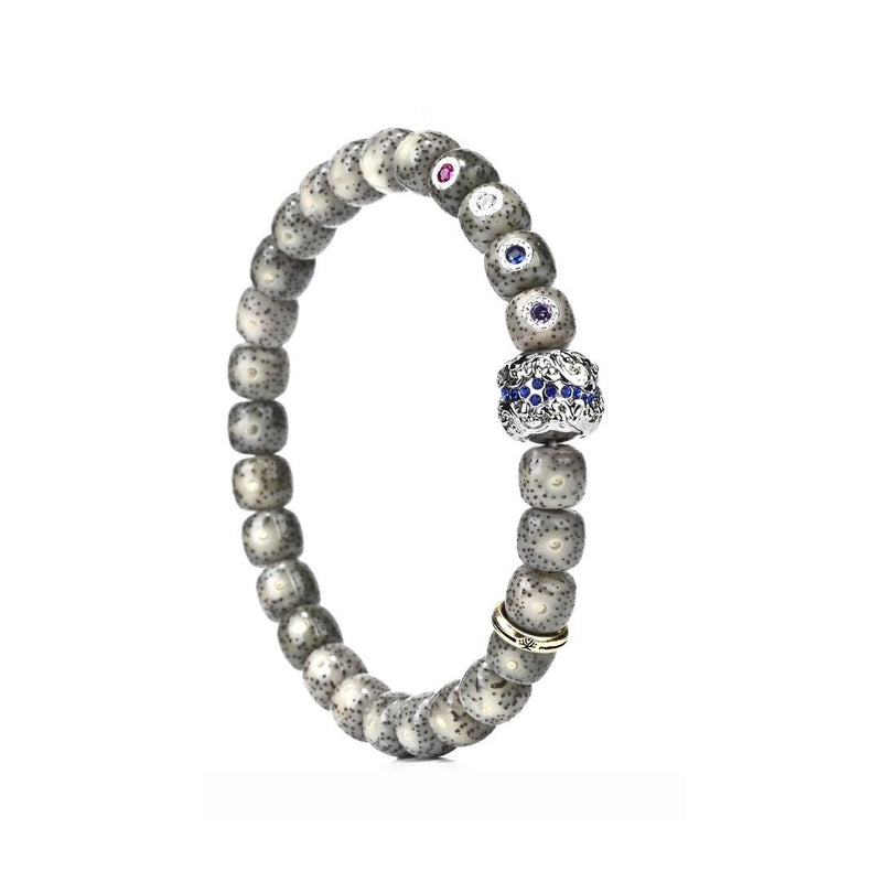 Moon Star Bodhi Premium Bracelet - Hainan Maogan Material with Ice - Transparent Inlay & Water Pattern Beads - Monk - Blessed Spiritual Jewelry for Clarity & Energy Flow - Buddhabelief