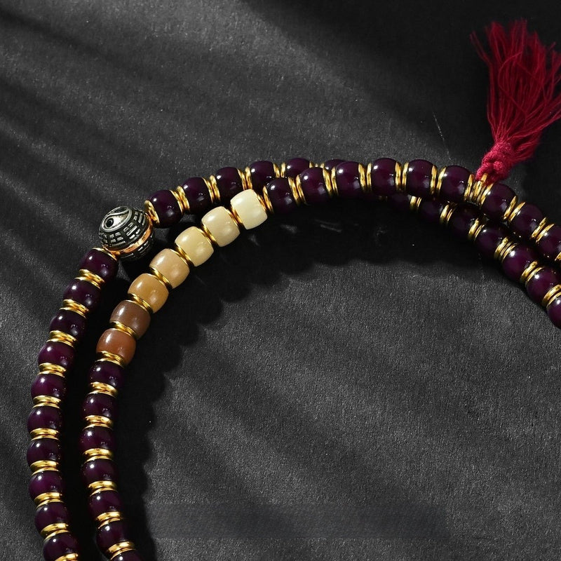 'Violet Thunder Response Bead' Necklace - 7mm Artistically Infused Bodhi Seed Mala - Taoist Ritual Tool for Purification & Energetic Activation - Buddhabelief