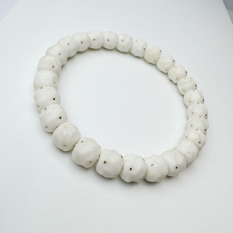 Handmade White Bodhi Gold Bracelet - Buddhabelief