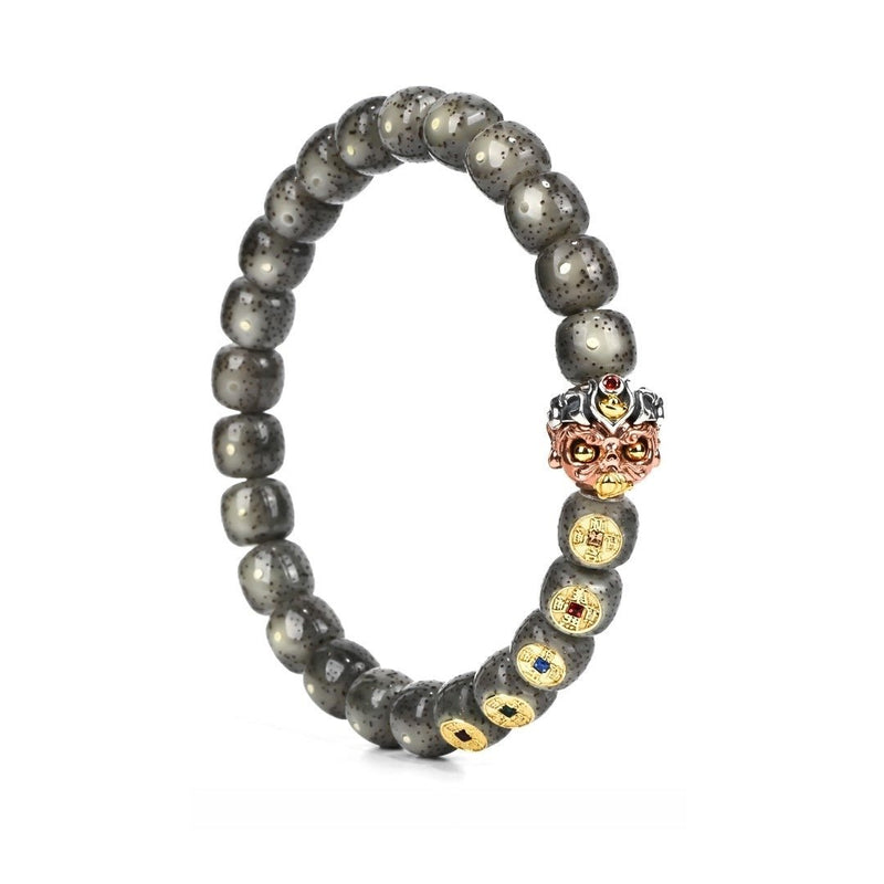 Guan Yu "Crimson Star · Martial Wealth Command" Spiritual Bracelet - Moon Star Bodhi with Premium Ice - Inlay Accents - Monk - Blessed Mala for Righteous Victory & Business Success - Buddhabelief