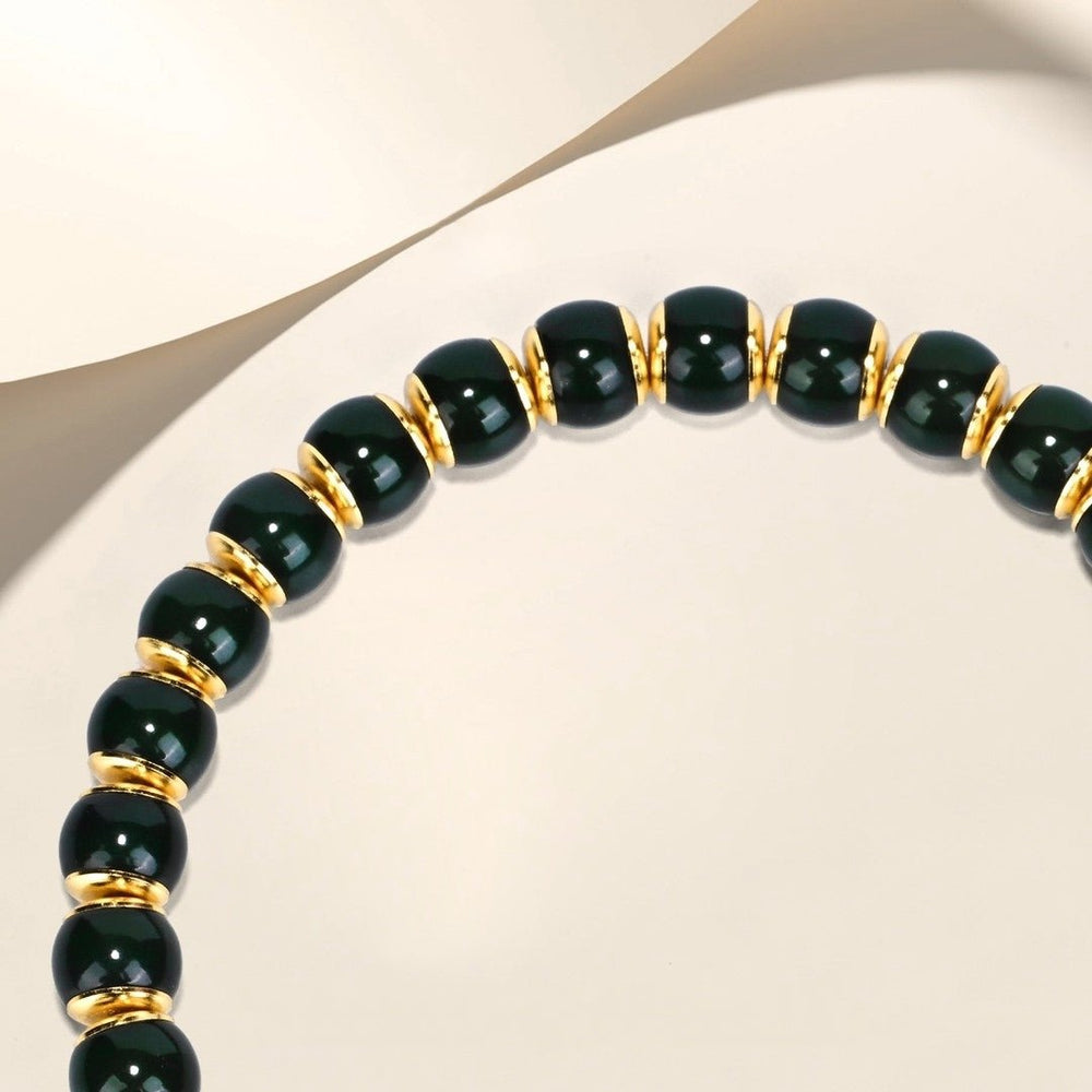 Golden Shield Celestial Pivot Mala | Ice-Dyed Bodhi Seed Bracelet - view 3