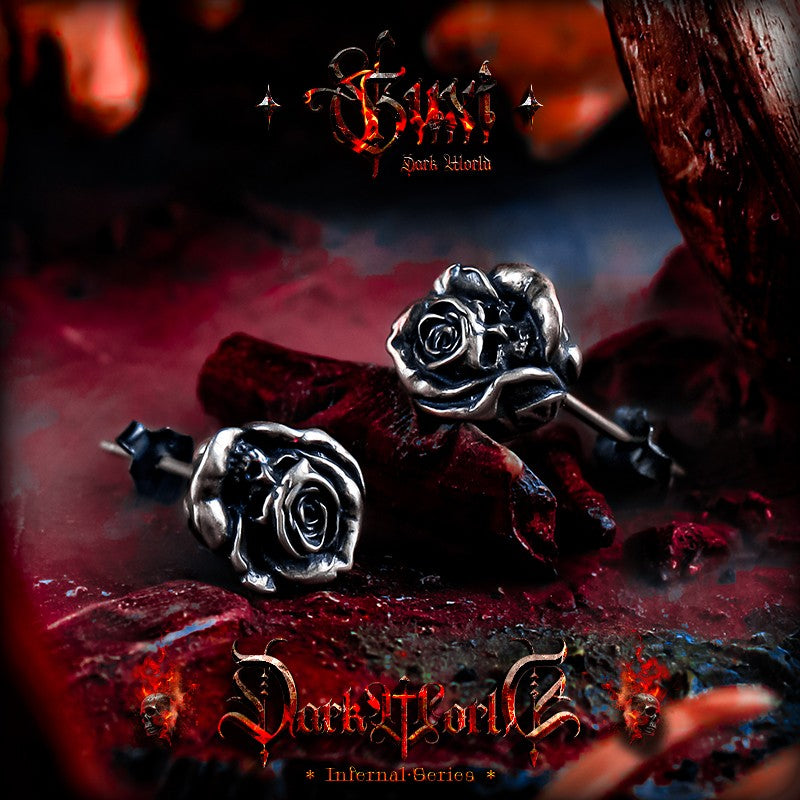 Gun and Rose 925 Silver Stud Earrings — view 3