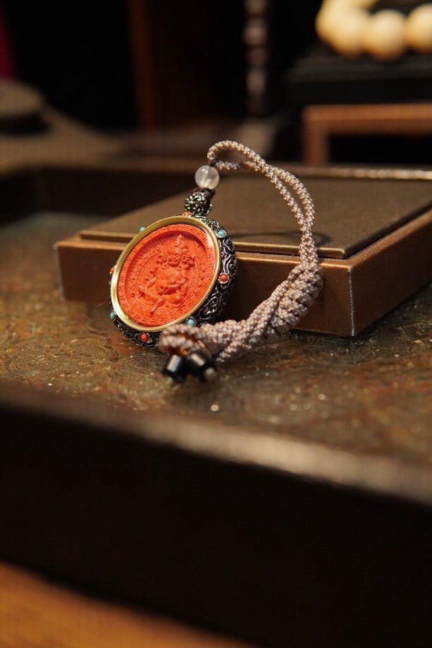 Yellow Jambhala Cinnabar Pendant – Monk-Blessed for Wealth & Prosperity — view 3