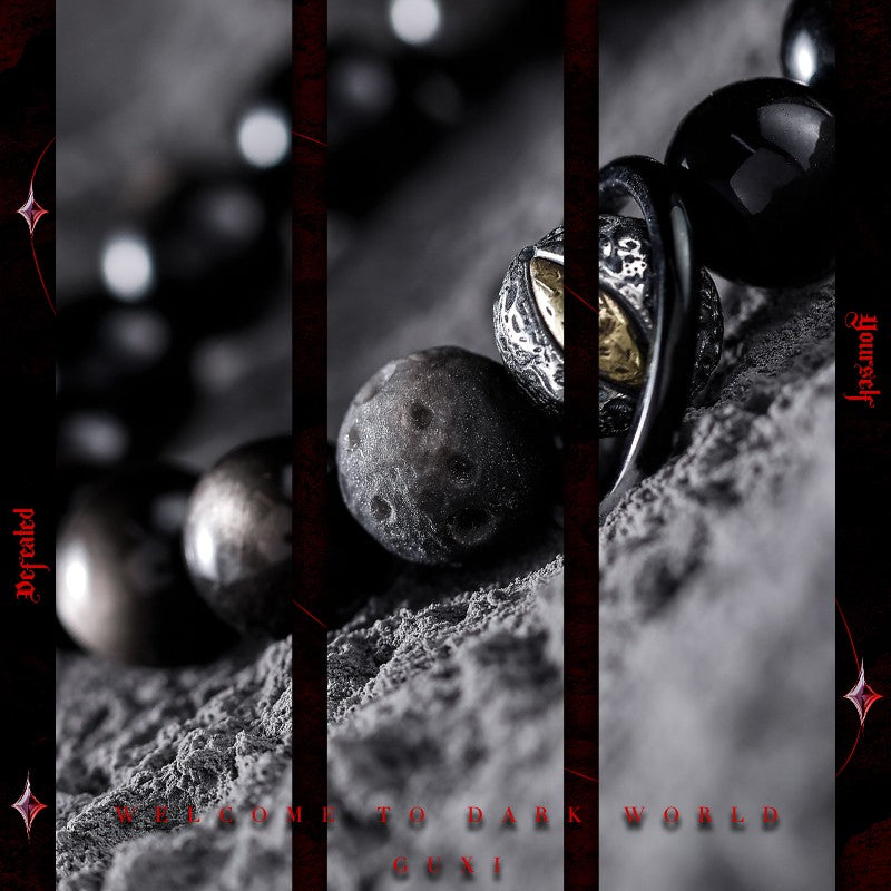 "Black Hole" 925 Silver Beaded Bracelet for Men - view 3