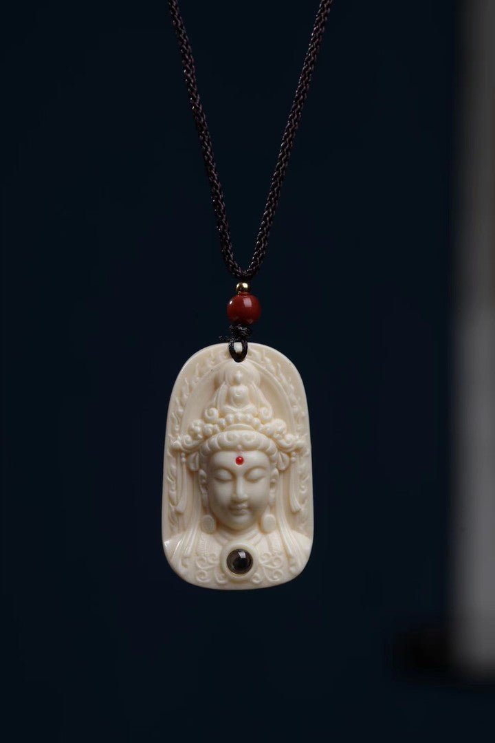 Mini Guanyin Ivory Nut Pendant – Bodhi Jewelry to Wear Around the Neck - view 4
